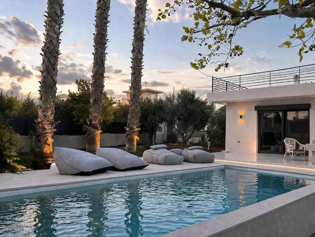 Garden and pool surrounds at Eutopia Villa Lagonisi