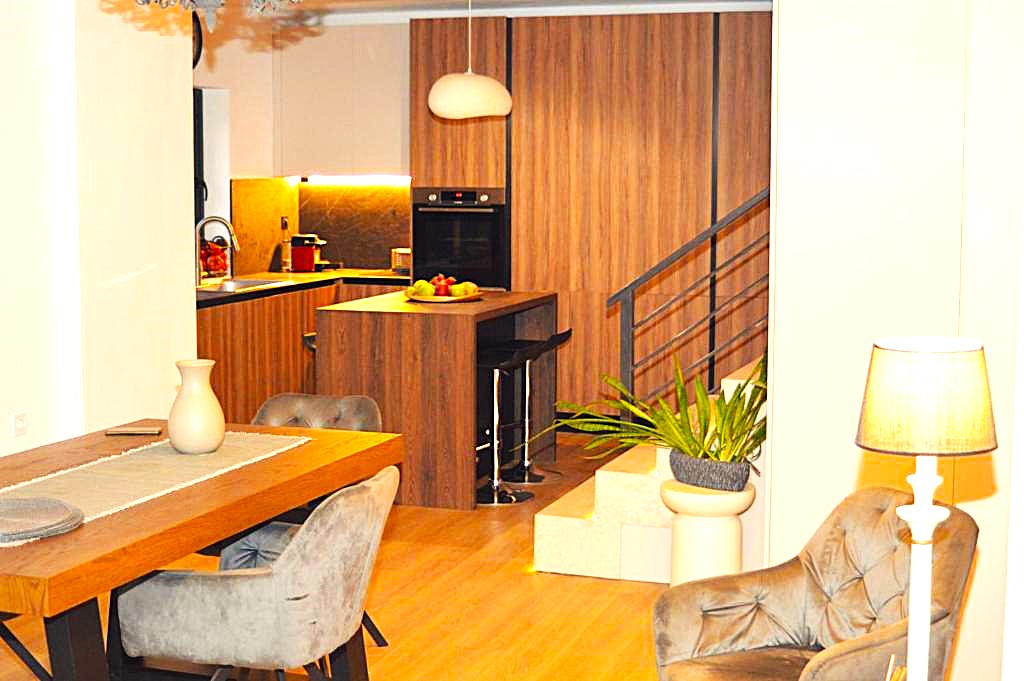 Kitchen island and dining area, Eutopia Villa Lagonisi